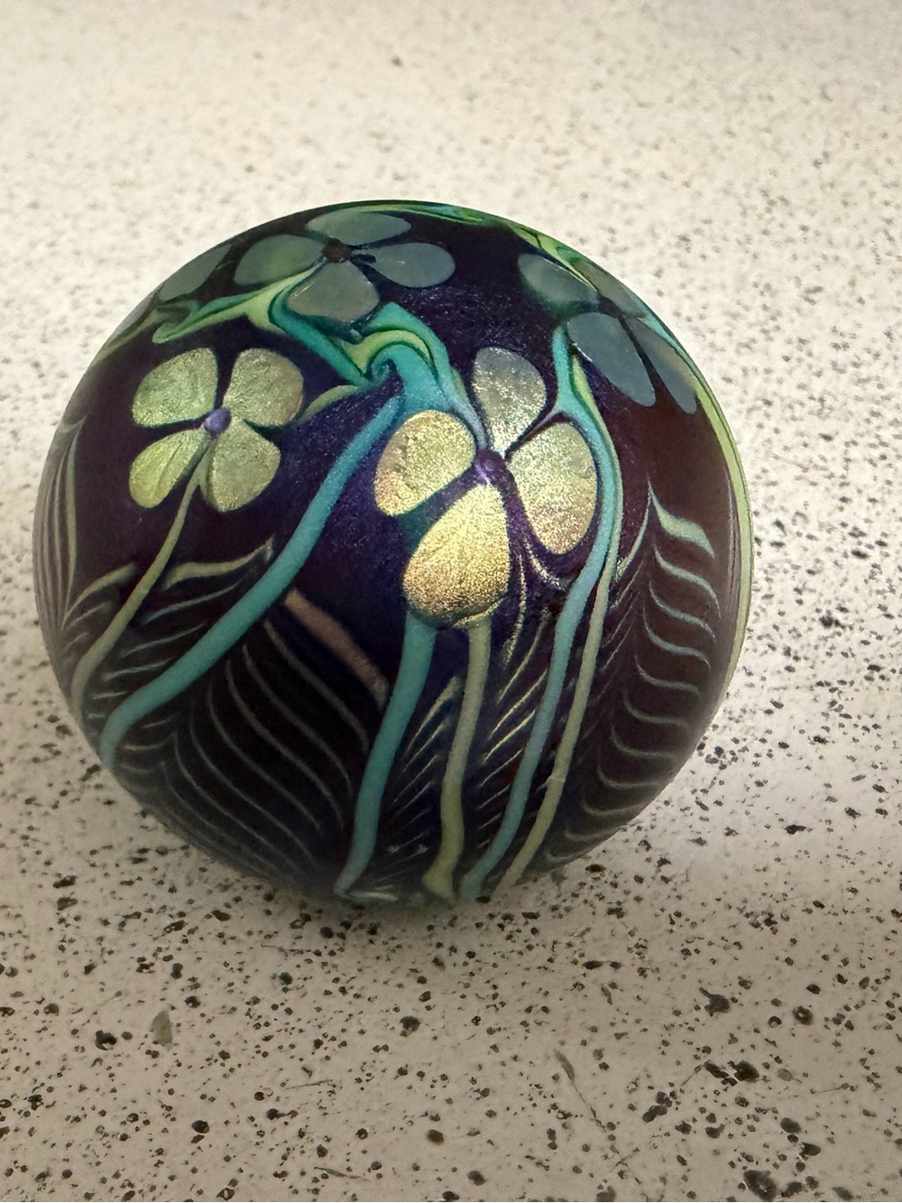 Orient and Flume Iridescent Paperweight /Dated 1978